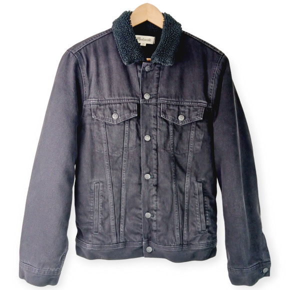 Madewell SZ S Men's Sherpa Classic Jean Jacket in Black AA394 $175 - Picture 2 of 9